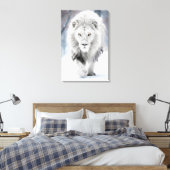 Majestueuze Witte Leeuw in Winter Wonderland Desig Canvas Afdruk (Insitu (Slaapkamer))