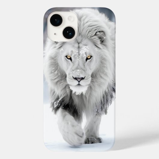 Majestueuze Witte Leeuw in Winter Wonderland Desig Case-Mate iPhone Case (Achterkant)