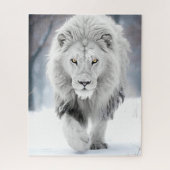 Majestueuze Witte Leeuw in Winter Wonderland Desig Legpuzzel (Verticaal)
