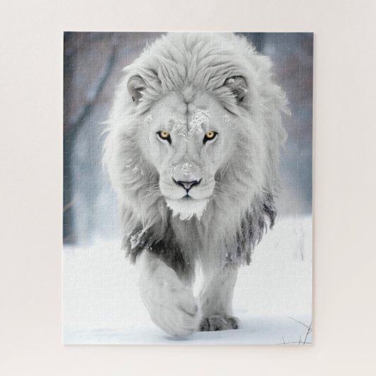 Majestueuze Witte Leeuw in Winter Wonderland Desig Legpuzzel (Verticaal)