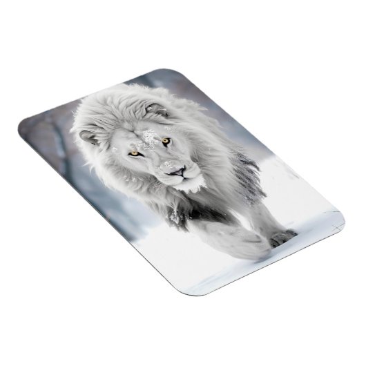 Majestueuze Witte Leeuw in Winter Wonderland Desig Magneet (Rechterzijde)