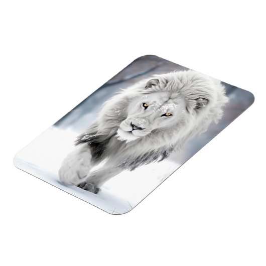 Majestueuze Witte Leeuw in Winter Wonderland Desig Magneet (Linkerzijde)