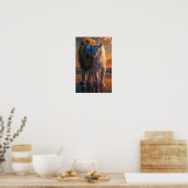 Majestueuze witte leeuw met blauwe ogen Poster (Keuken)