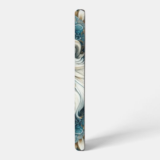 Majestueuze witte leeuwenkop Blauwgroen blauwe man Samsung Galaxy Hoesje (Linkerkant)