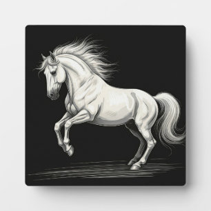 Majestueuze Witte Paard Tafelblad Plaque met Ezel Fotoplaat