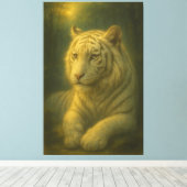 Majestueuze Witte Tijger – Fijne Kunst Canvas Afdruk (Insitu (Houten vloer))