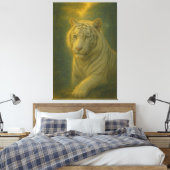 Majestueuze Witte Tijger – Fijne Kunst Canvas Afdruk (Insitu (Slaapkamer))