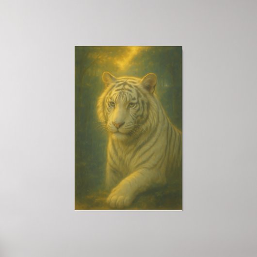 Majestueuze Witte Tijger – Fijne Kunst Canvas Afdruk (Voorkant)