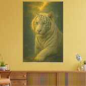 Majestueuze Witte Tijger – Fijne Kunst Canvas Afdruk (Insitu (Woonkamer))