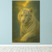 Majestueuze Witte Tijger – Fijne Kunst Canvas Afdruk (Insitu (Houten vloer))
