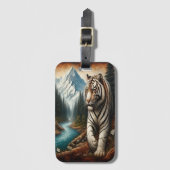 Majestueuze witte tijger in Mountain Valley Bagagelabel (Voorkant (verticaal))