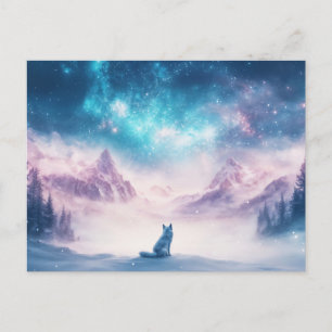 Majestueuze Witte Wolf in Ijsbergsterrenstelsel Briefkaart