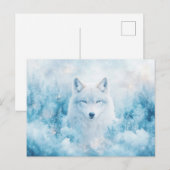 Majestueuze Witte Wolf in IJzig Winterbos Briefkaart (Voorkant / Achterkant)