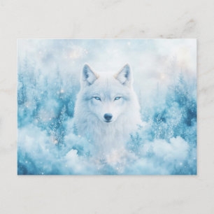 Majestueuze Witte Wolf in IJzig Winterbos Briefkaart