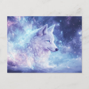 Majestueuze Witte Wolf in Paarse Nevel Briefkaart