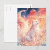 Majestueuze Witte Wolf in Zonsondergangstuin Briefkaart (Voorkant / Achterkant)