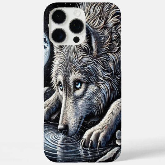 Majestueuze witte wolf staren bij maanlicht reflec Case-Mate iPhone case (Achterkant)