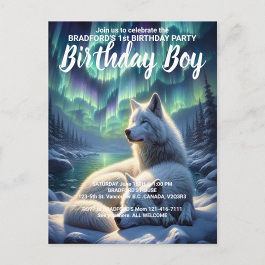 Majestueuze witte wolven in sneeuw Verjaardag Uitn Briefkaart (Voorkant)