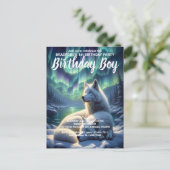 Majestueuze witte wolven in sneeuw verjaardagsuitn briefkaart (Staand voorkant)