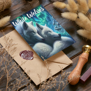 Majestueuze witte wolven rusten briefkaart