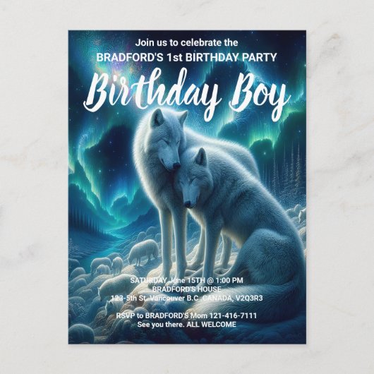 Majestueuze witte wolven rusten op Verjaardag Uitn Briefkaart (Voorkant)