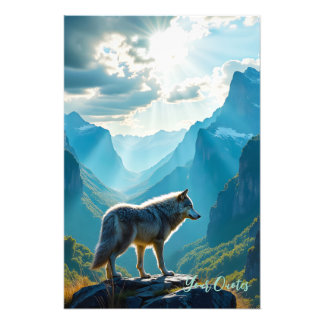 Majestueuze Wolf Berg Kunst Foto Afdruk