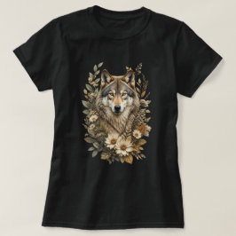 Majestueuze Wolf Bloemrijke Natuur T-Shirt