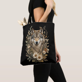 Majestueuze Wolf Bloemrijke Natuur T-Shirt Tote Bag