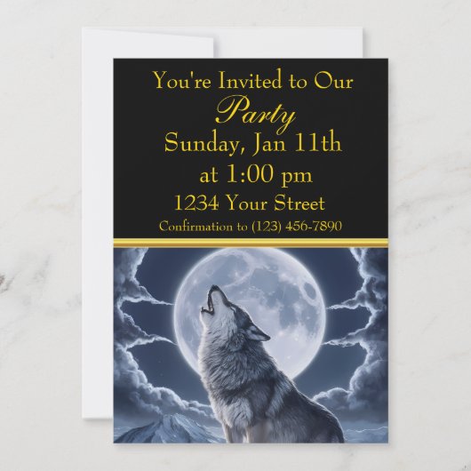 Majestueuze wolf boven besneeuwde piek kaart (Voorkant)