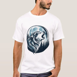 Majestueuze wolf huilt bij volle maan t-shirt