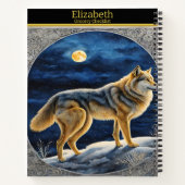 Majestueuze wolf huilt onder de heldere volle maan notitieboek (Achterkant)