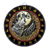 Majestueuze wolf huilt onder sterrenhemel dartbord (Voorkant)