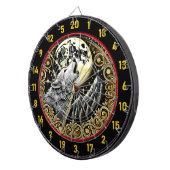 Majestueuze wolf huilt onder sterrenhemel dartbord (Voorkant Rechts)