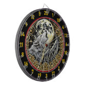 Majestueuze wolf huilt onder sterrenhemel dartbord (Voorkant Links)