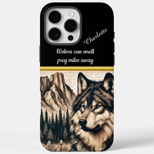 Majestueuze wolf kijkt naar berglandschap in natuu Case-Mate iPhone case (Achterkant)