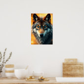 Majestueuze wolf met opvallende blauwe ogen poster (Keuken)