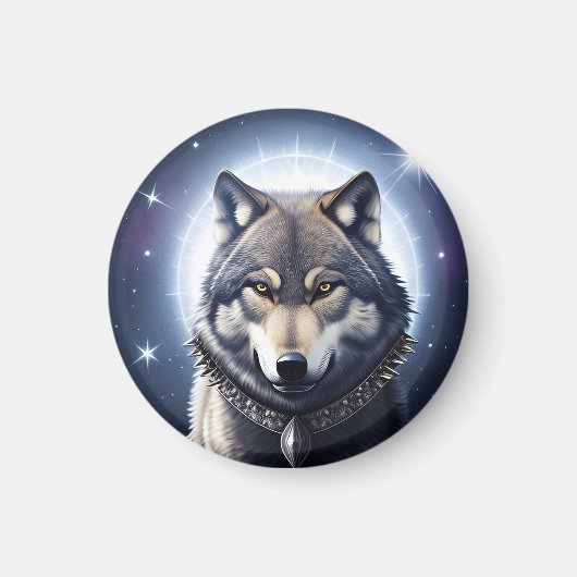 Majestueuze Wolf Onder Sterrenhemel Magneet (Voorkant)