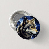 Majestueuze wolf onder sterrenhemel ronde button 3,2 cm (Voorkant /achterkant)