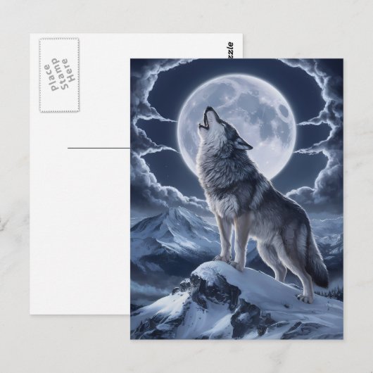 Majestueuze wolf over sneeuw piek briefkaart (Voorkant / Achterkant)