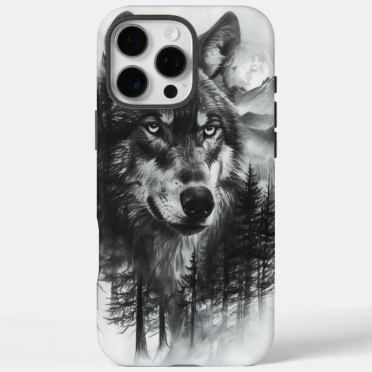 Majestueuze wolf staart over maanverlichte bosland Case-Mate iPhone case (Achterkant)