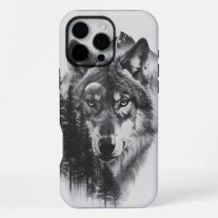 Majestueuze wolf te midden van een nevelig bos bij iPhone 16 pro max hoesje