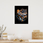 Majestueuze Wolf Volle Maan Wildernis Poster (Keuken)