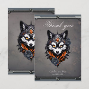 Majestueuze wolfskop, afgewerkt in een diepe bedankkaart