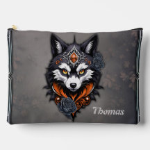 Majestueuze wolfskop, afgewerkt in een diepe,