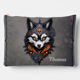 Majestueuze wolfskop, afgewerkt in een diepe, etui