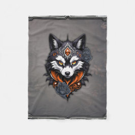 Majestueuze wolfskop, afgewerkt in een diepe, fleece deken