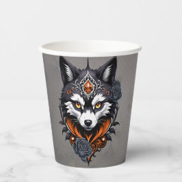 Majestueuze wolfskop, afgewerkt in een diepe, papieren bekers