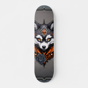Majestueuze wolfskop, afgewerkt in een diepe, persoonlijk skateboard