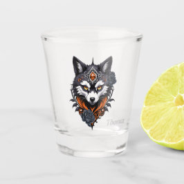 Majestueuze wolfskop, afgewerkt in een diepe, shot glas