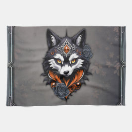 Majestueuze wolfskop, afgewerkt in een diepe, theedoek